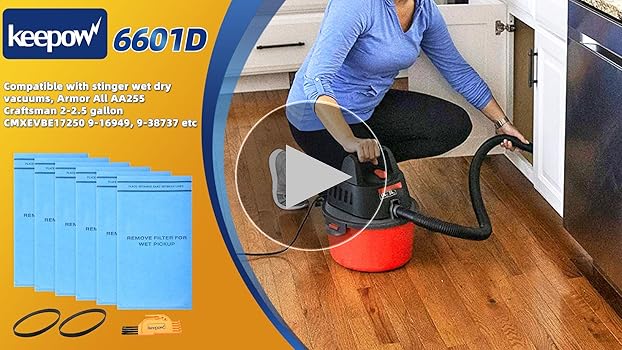 KEEPOW Wet Dry Vac Filter Fit for Stinger 2.5 to 5 Gallon